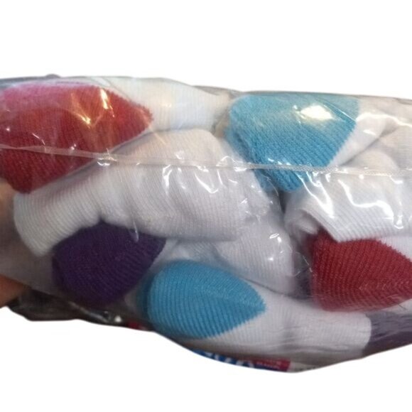 FOTL Size S 6-10.5 Crew Socks Girls 10 Pack White Assorted Colored Heels NEW - Picture 6 of 6